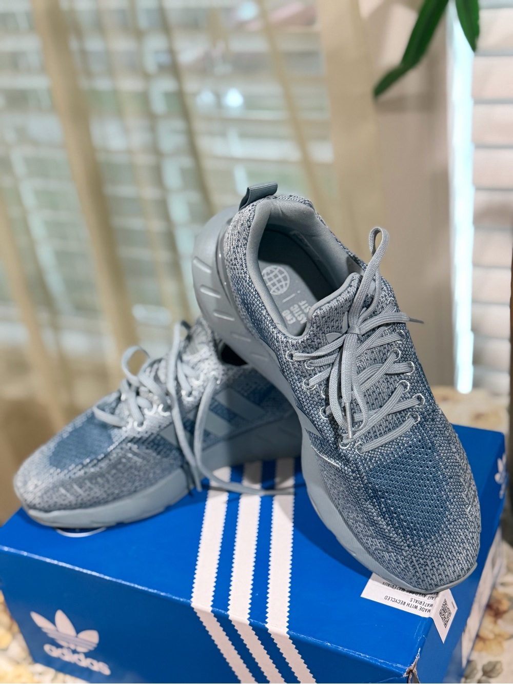 adidas woman Lace-Up Sneakers in Light Blue Gray